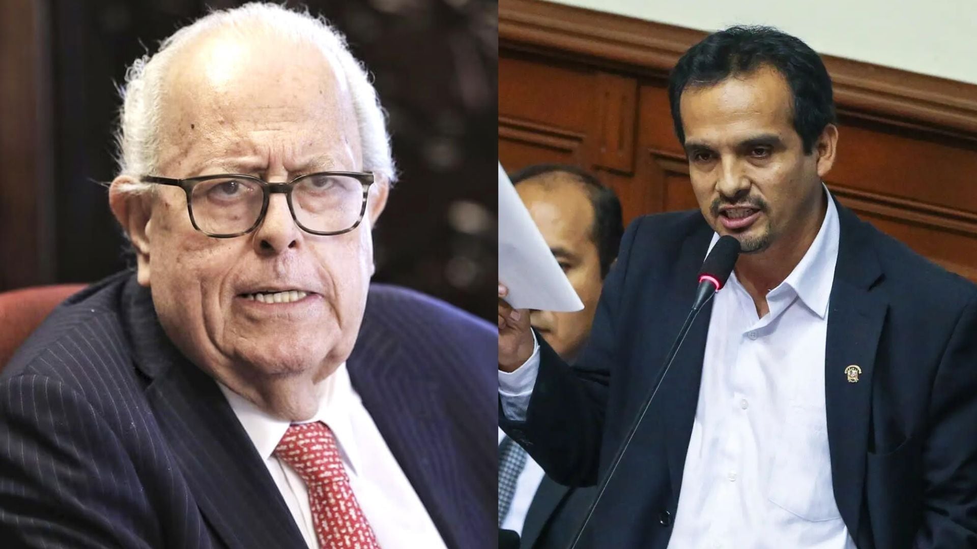 El presidente del Banco Central de Reserva del Perú, Julio Velarde, participa en una sesión parlamentaria ante el político Humberto Morales. (Infobae Perú)