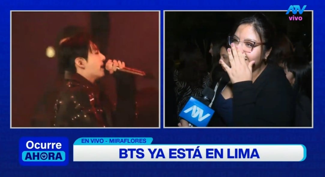 BTS en Lima: ARMY toma los alrededores del hotel y espera con emoción la salida del grupo. Captura: ATV Noticias.