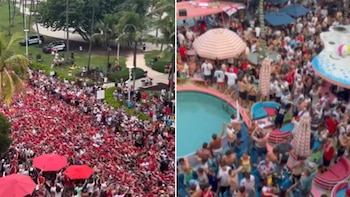 Miles de aficionados de Inglaterra y Noruega llenaron las calles de Miami horas antes del partido de semifinales del Mundial