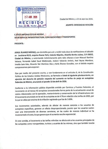 La petición también incluyó la solicitud de transparentar la metodología, los criterios técnicos y los elementos legales y de hecho que dieron sustento al aumento.