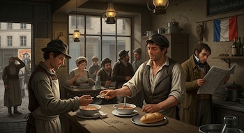 Un trabajadores buscando un plato