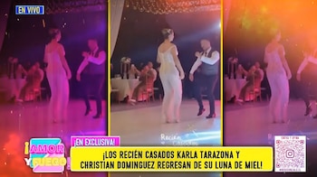 Recién casados: Christian Domínguez y Karla Tarazona vuelven al Perú y aclaran si agrandarán la familia. Captura: Amor y Fuego.