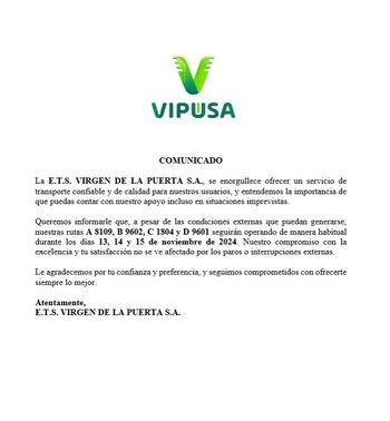 Comunicado de VIPUSA.