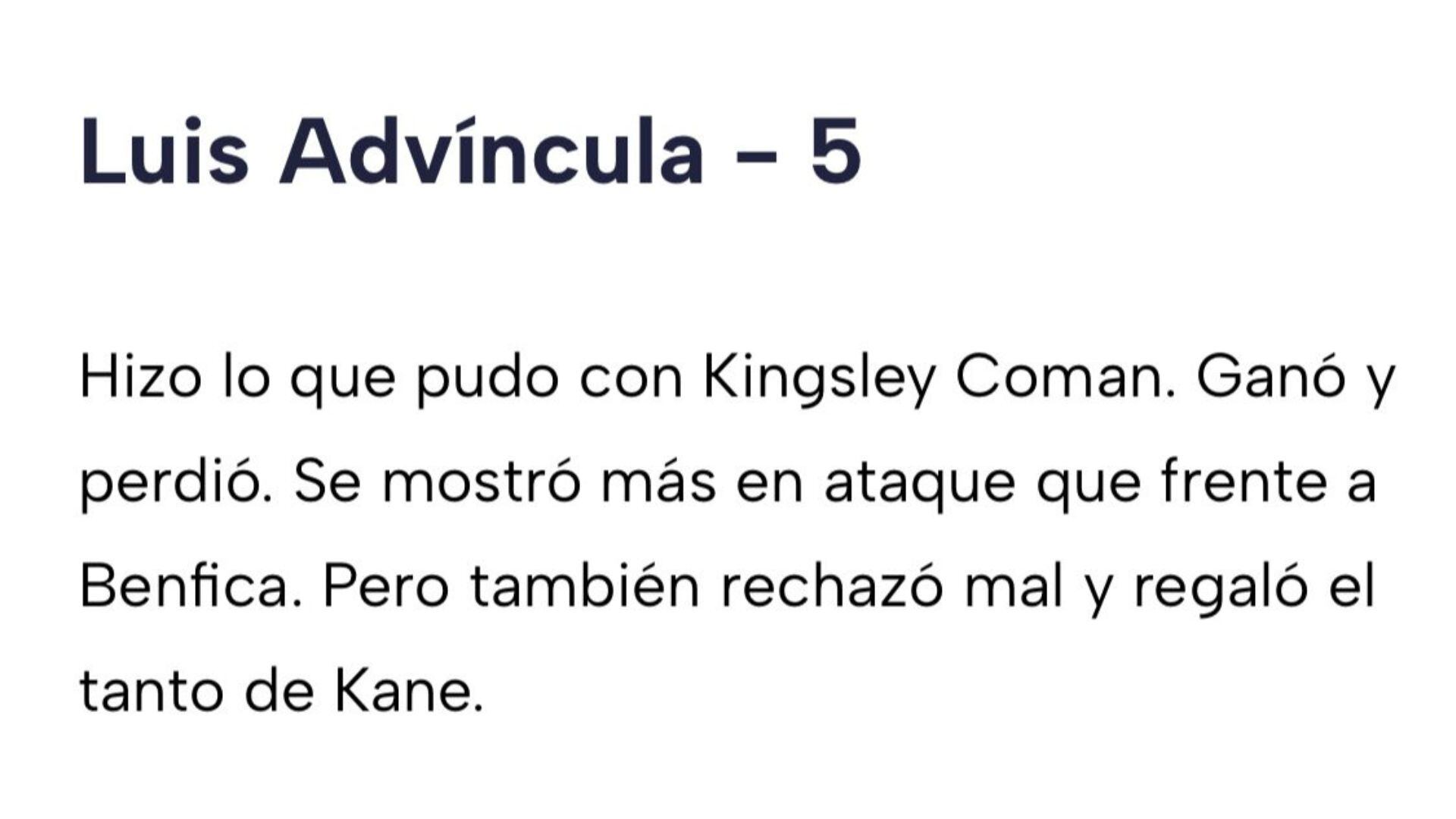 Prensa argentina opinó de la actuación de Luis Advíncula en Boca Juniors vs Bayern Múnich por Mundial de Clubes 2025.