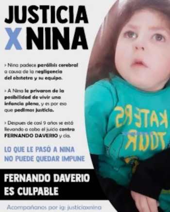 Nina, la beba que sufre parálisis cerebral tras una mala praxis en el parto