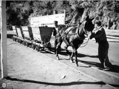 El yacimiento de Zapla en sus inicios, en la entrada a una mina (Archivo General de la Nación)