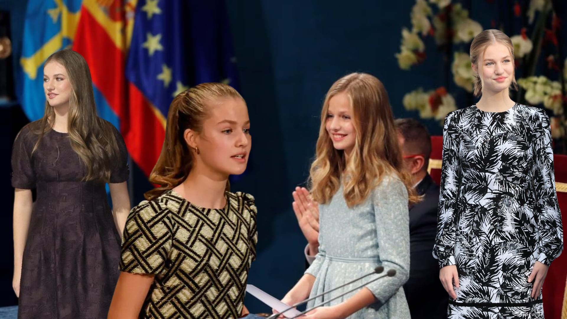 La princesa Leonor en los Premios Princesa de Asturias a lo largo de los años (Montaje Infobae).