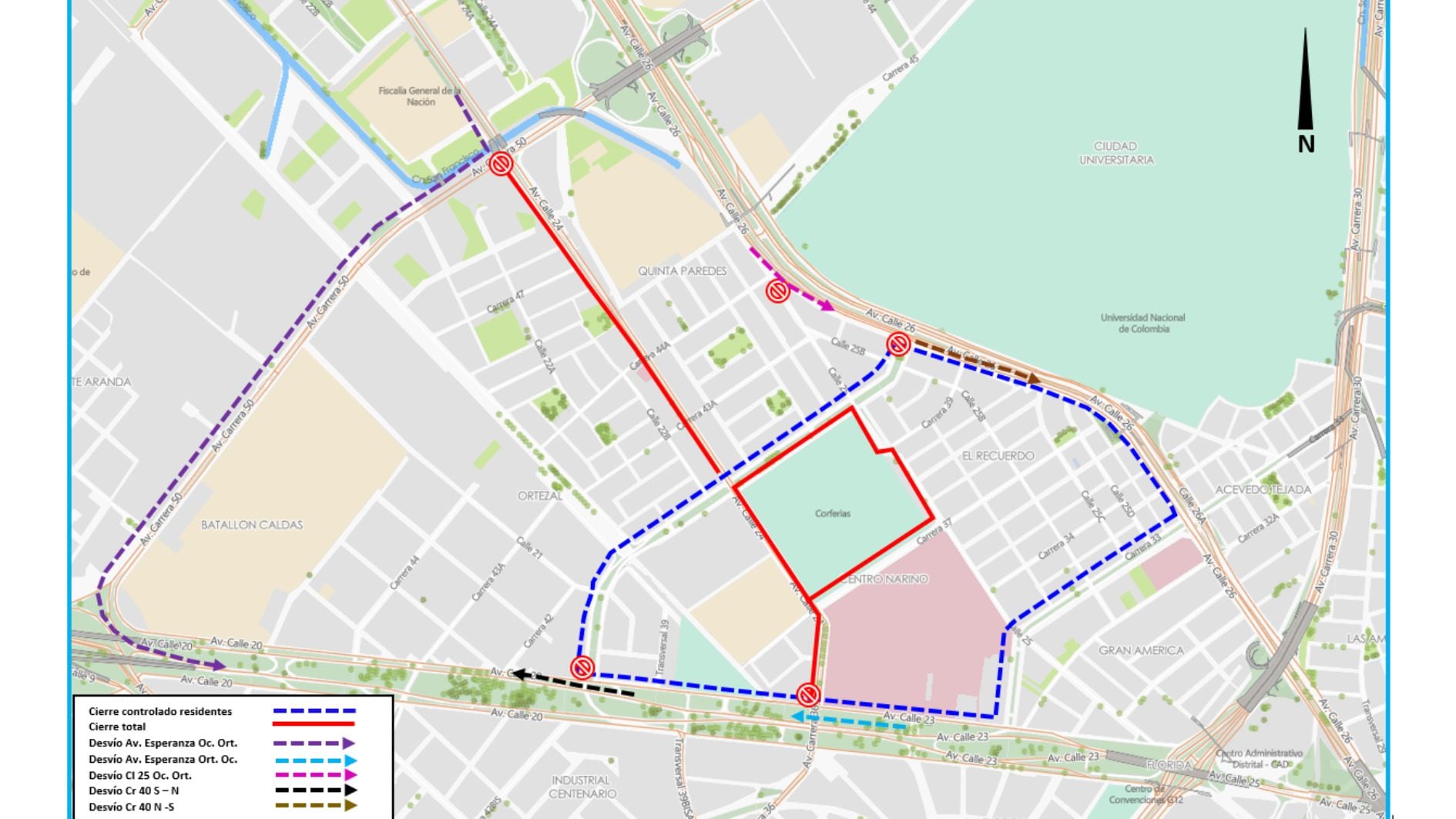 Estos son los cierres y desvíos en la capital colombiana - crédito Secretaría Distrital de Movilidad