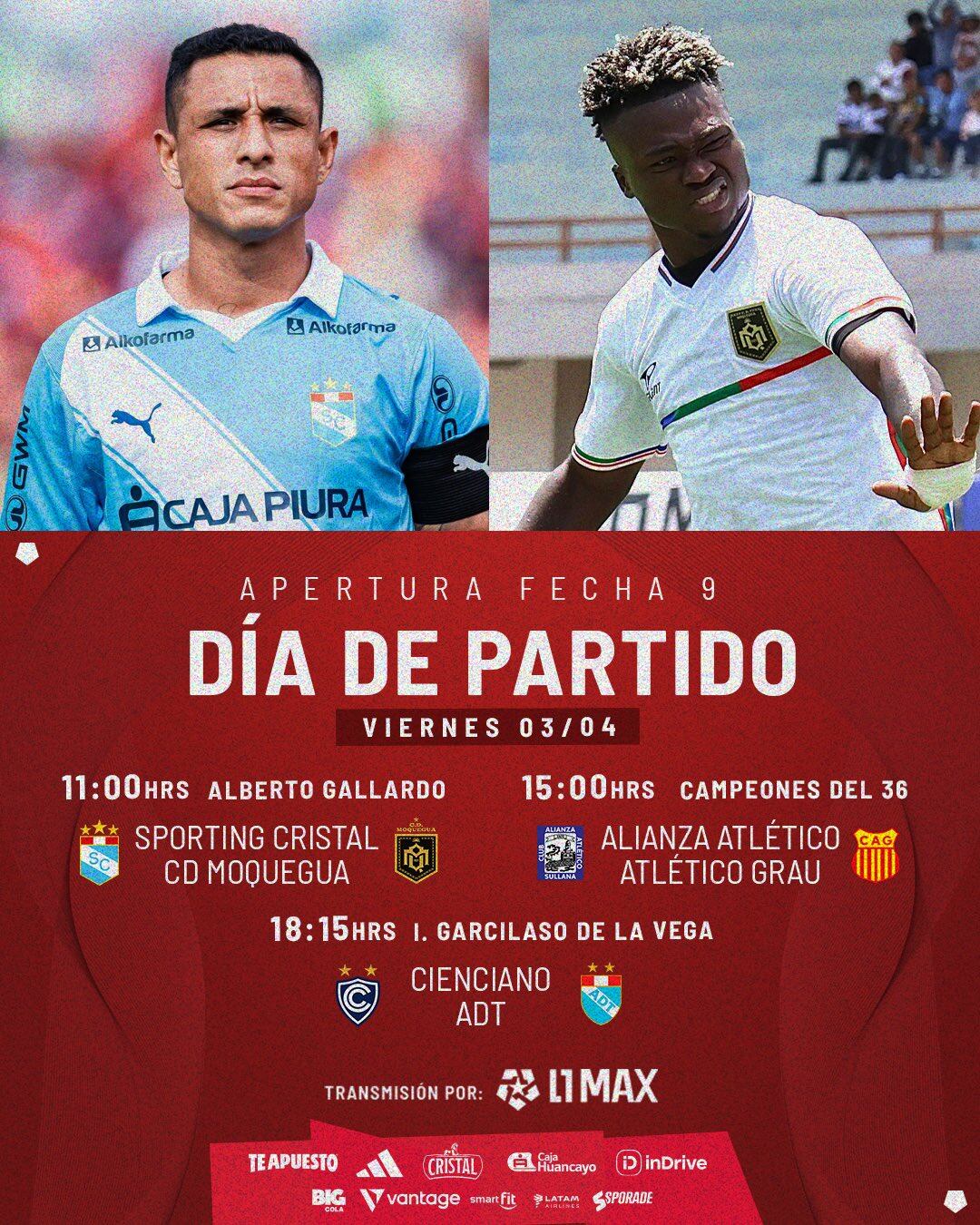 Partidos de hoy, viernes 3 de abril, por la fecha 9