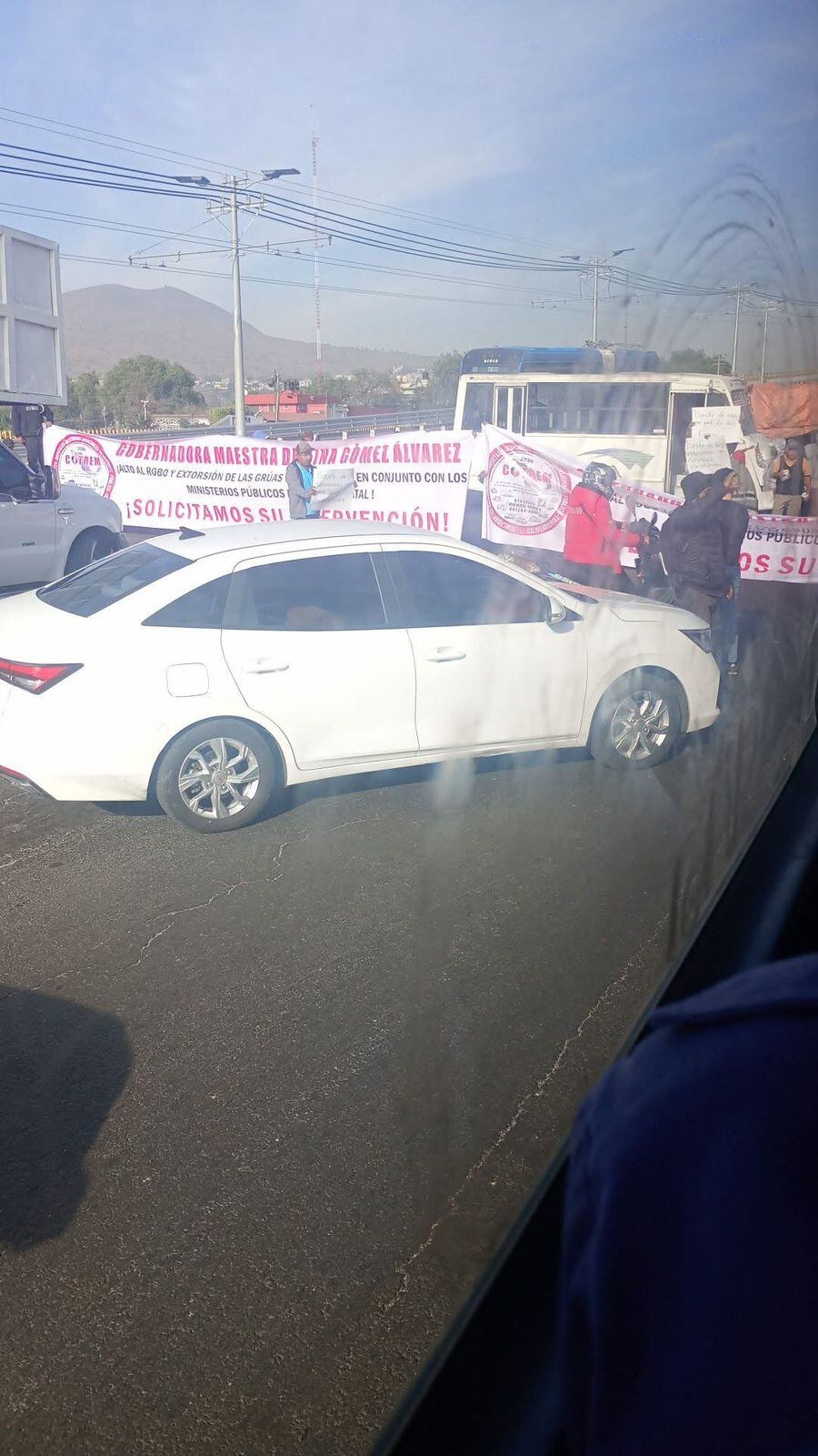 Manifestación transportistas Edomex inseguridad extorsión (@luismiguelbaraa/X)