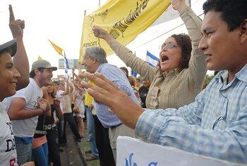 Mónica Batodano durante una protesta