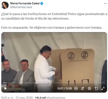 María Fernanda Cabal denunció promoción oficialista y cuestionó a las instituciones - crédito @MariaFdaCabal/X