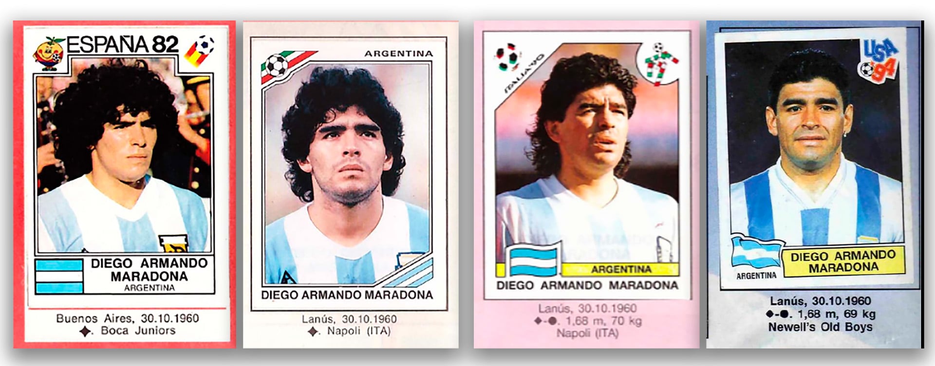 Diego Armando Maradona disputó cuatro Mundiales
