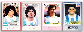Figuritas Messi, Ronaldo, Maradona, Zidane y Cristiano Ronaldo