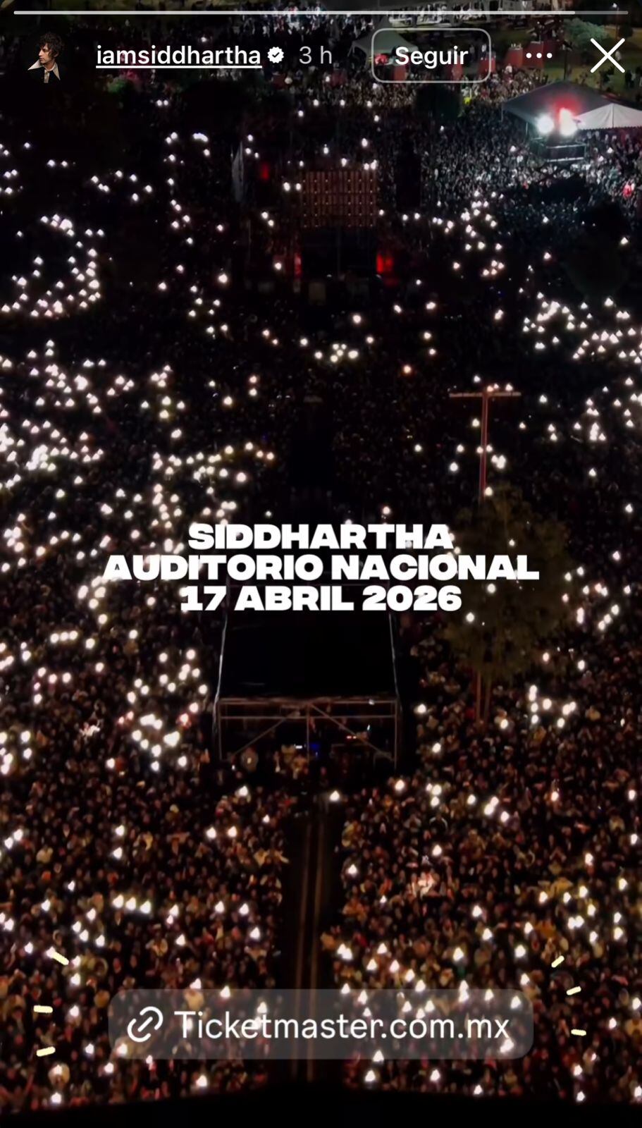 Siddhartha anunció a partir de sus redes su siguiente concierto en CDMX, que llegará el 17 de abril de 2026. (Instagram/ @iamsiddhartha)