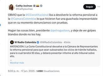 Catherine Juvinao celebró decisión de