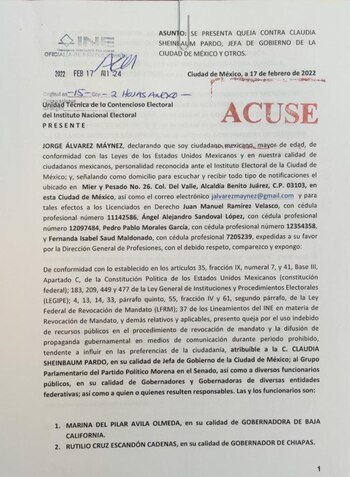 Acuse de la queja de