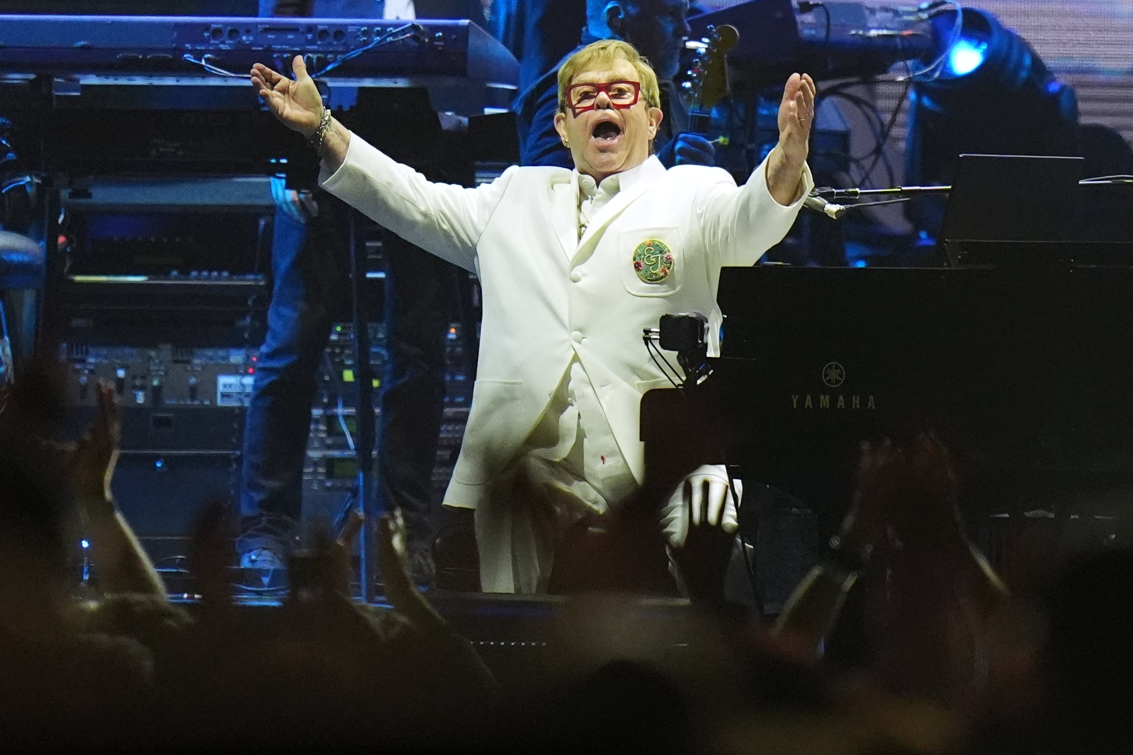 Elton John actúa en la Ciudad de México el viernes 2 de octubre de 2026. (Foto AP/Eduardo Verdugo)