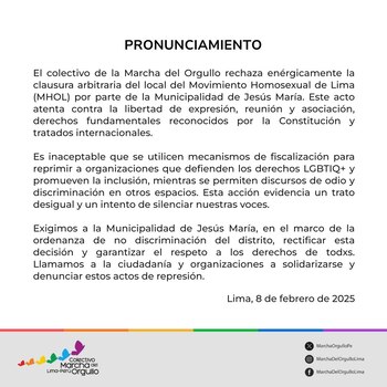 Pronunciamiento del colectivo Marcha del