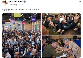 Publicación del presidente Petro con imágenes del evento en Corferias tras su participación en la Macrorrueda. - crédito @petrogustavo/X