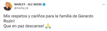 El tweet de Marley tras