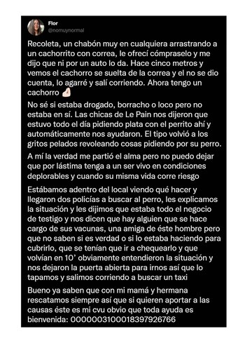 El posteo de la joven