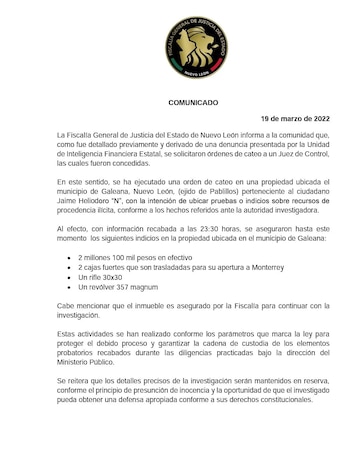 La Fiscalía notificó cuales fueron