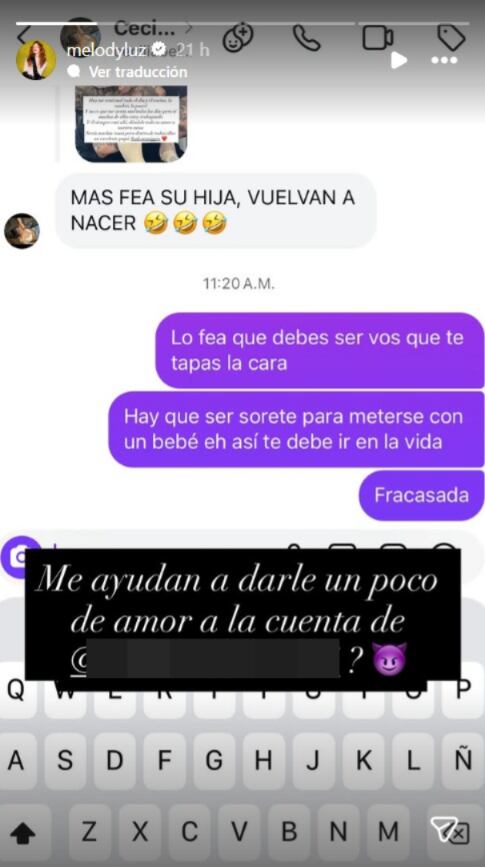 La bailarina expuso la crítica hacia la pequeña