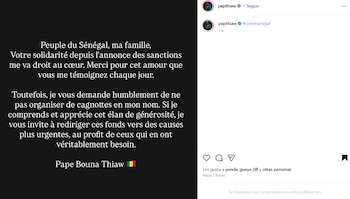 El comunicado de Pape Thiaw