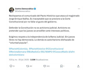 Con este comunicado, el Centro