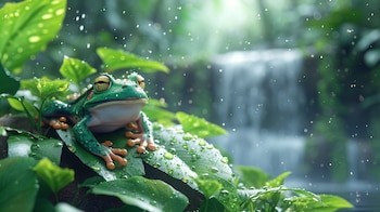 Pequeña rana entre la hojarasca del suelo húmedo del bosque tropical - (Imagen Ilustrativa Infobae)