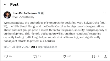La MS-13, Pandilla 18 y Cártel del Diablo fueron declaradas asociaciones terroristas por las autoridades hondureñas. (Foto: x)