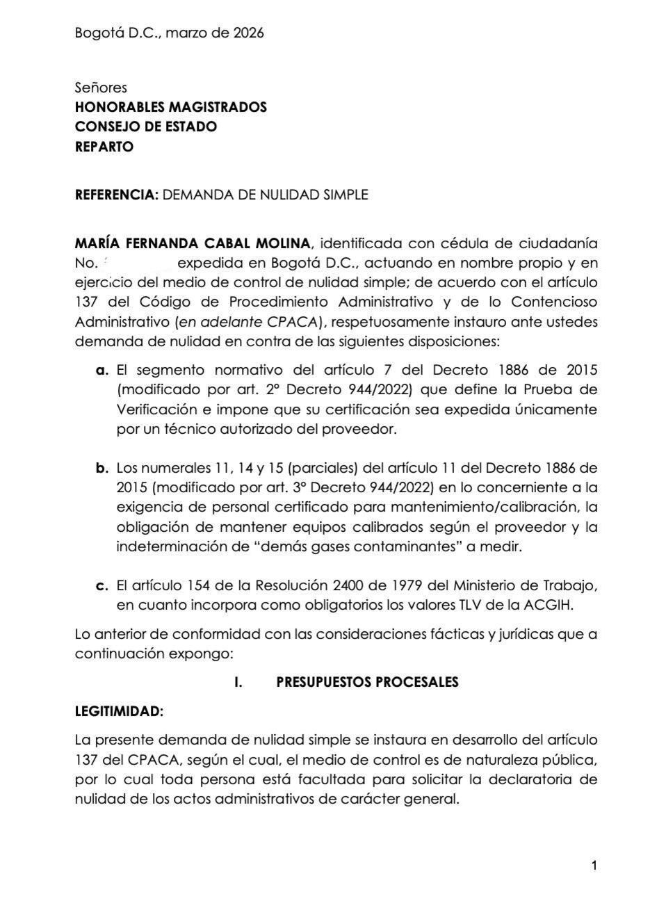 El documento advierte que la exigencia habría generado restricciones en la calibración y mantenimiento de equipos en minas subterráneas - crédito @MariaFdaCabal/X