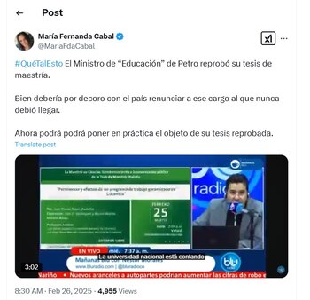 María Fernanda Cabal también criticó