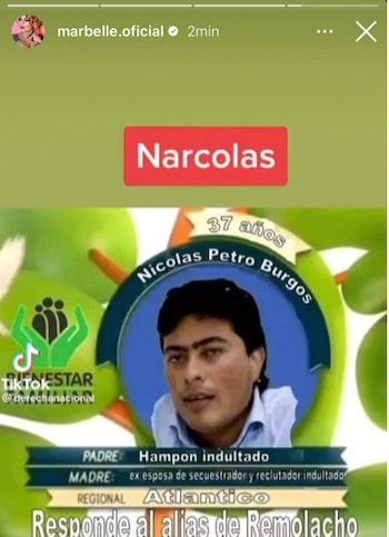 Publicación de Marbelle en redes