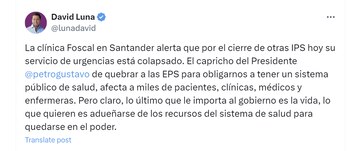 David Luna criticó al presidente