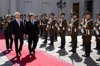 El presidente Javier Milei se reunió este mediodía con su par de la República de Chile, José Antonio Kast, en el Palacio de La Moneda