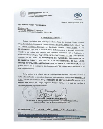 La Fiscalía chavista citó por