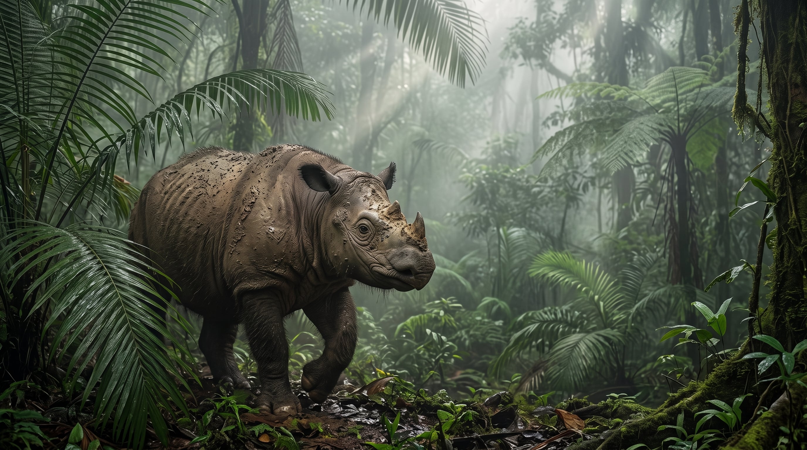 El Santuario del Rinoceronte de Sumatra alberga diez ejemplares en semicautiverio dentro del Parque Nacional Way Kambas (Imagen Ilustrativa Infobae)