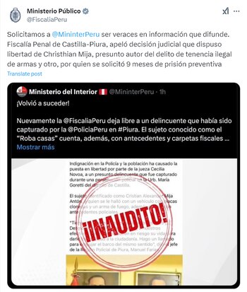 La Fiscalía respondió al Ministerio