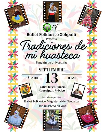 Promocional oficial del 'Ballet Folklorico Xokpalli' en el Estado de México. Foto: Cortesía.