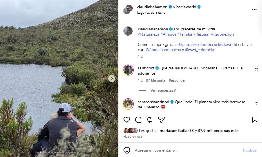 La presentadora compartió una fotografía abrazada por la que sería su nueva pareja sentimental - crédito @claudiabahamon/Instagram