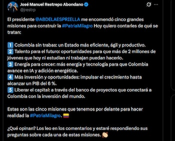José Manuel Restrepo - crédito @jrestrp/X