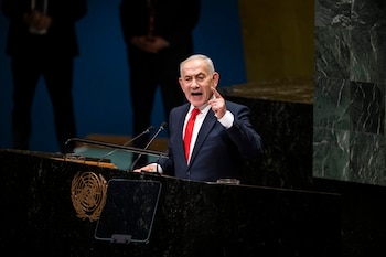 FILE Ñ Prime Minister Benjamin Netanyahu of Israel speaks during the 81st session of the United Nations General Assembly at the UN headquarters, Sept. 24, 2026. In advance of IsraelÕs pivotal election on Tuesday, Oct. 27, 2026, Netanyahu sought for weeks to orchestrate a new airstrike on Iran but ran into resistance from the militaryÕs chief of staff, according to three senior Israeli defense officials and three other people briefed on the matter. (Dave Sanders/The New York Times)