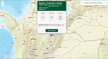 Tercer sismo en Los Santos, Santander -crédito SGC / Sitio web