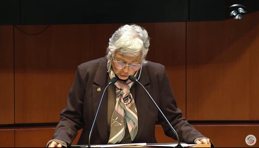 La presidenta de la Comisión de Justicia, Olga Sánchez Cordero, defendió los perfiles de la terna propuesta por AMLO. (Senado de la República).
