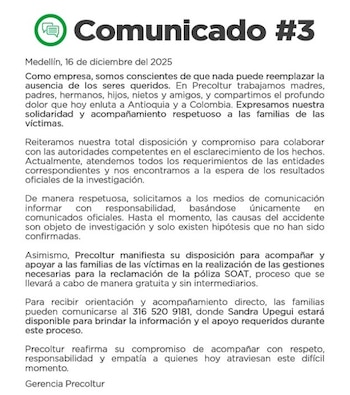 El tercer comunicado difundido hasta