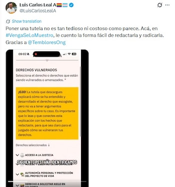 Las nuevas opciones tecnológicas hacen posible que cualquier persona garantice de manera sencilla su acceso a servicios médicos, con recursos disponibles para superar obstáculos tecnológicos o de información - crédito captura de pantalla @LuisCarlosLealA / X
