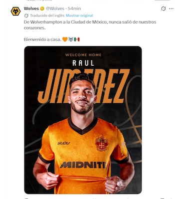 Raúl Jiménez regresa con los Wolves (X/ @Wolves)