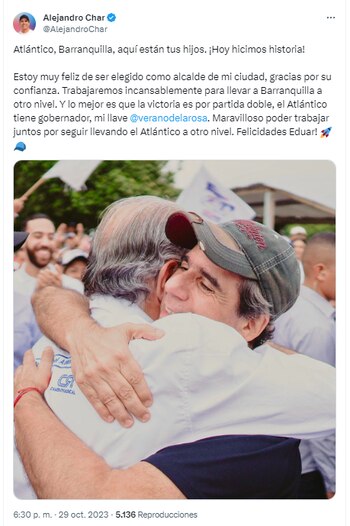 Alejandro Char se pronunció después